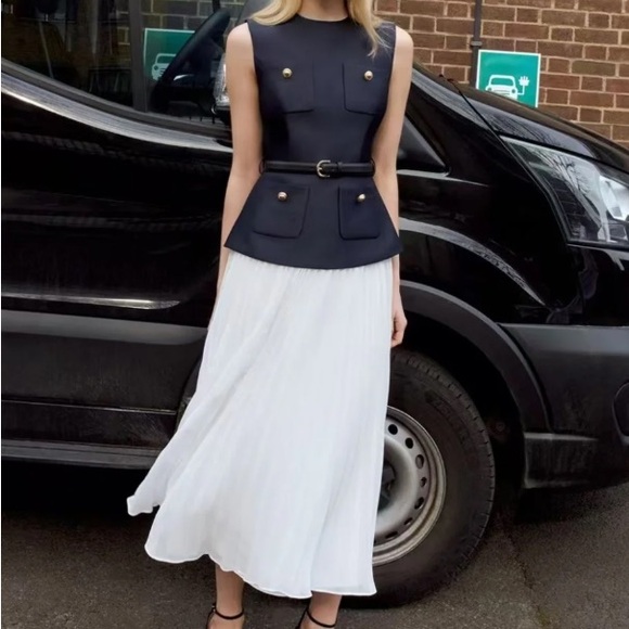 Self-Portrait Dresses & Skirts - Self-Portrait Navy Taffeta Midi Dress
